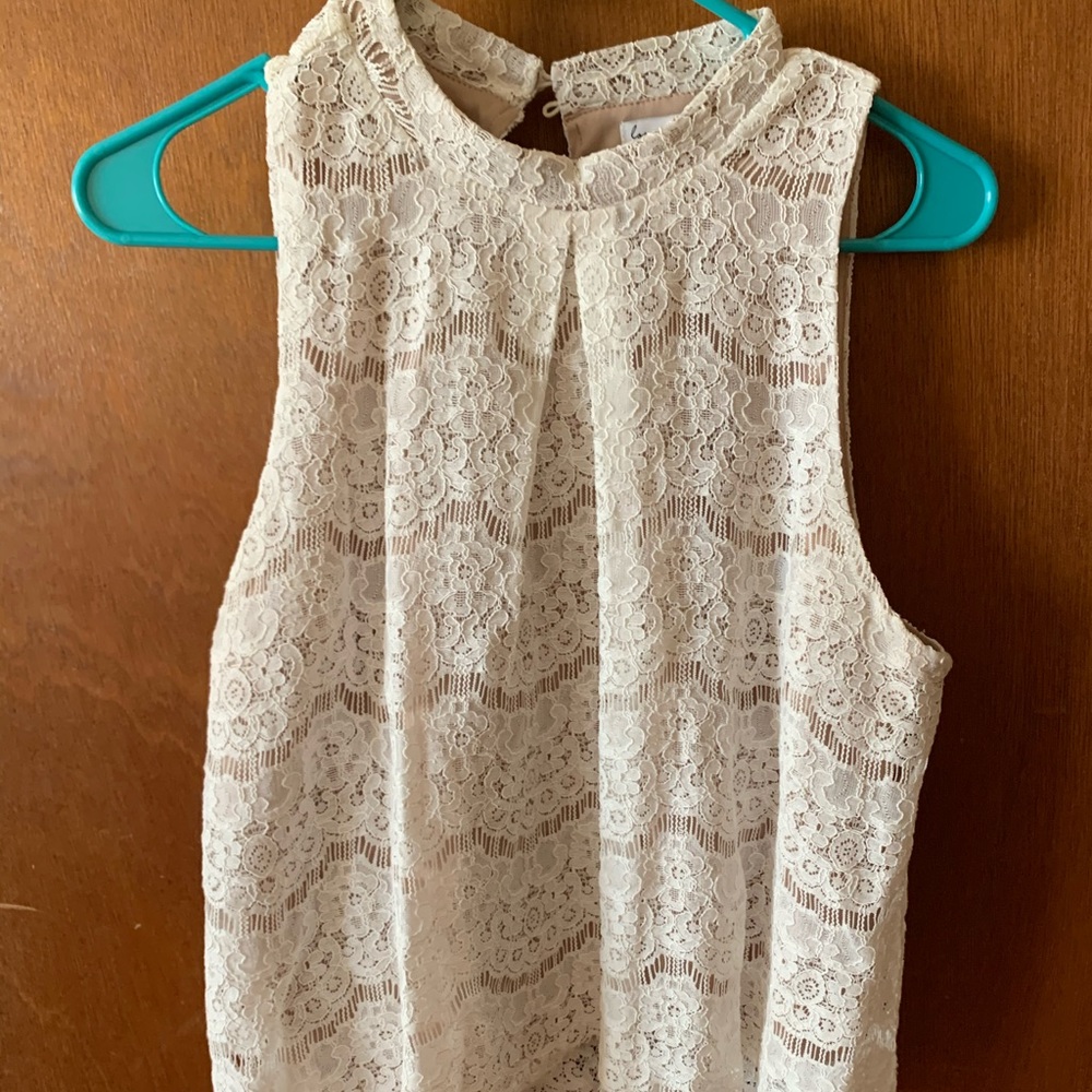 White lace top keyhole back